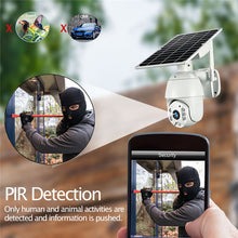 Load image into Gallery viewer, HD CCTV Camera with integral rechargeable batteries (supplied) and a solar panel for charging
