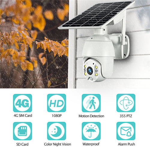 HD CCTV Camera with integral rechargeable batteries (supplied) and a solar panel for charging