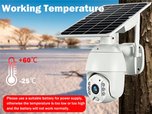 HD CCTV Camera with integral rechargeable batteries (supplied) and a solar panel for charging