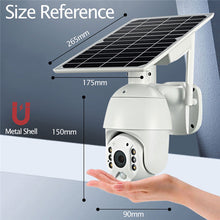 Load image into Gallery viewer, HD CCTV Camera with integral rechargeable batteries (supplied) and a solar panel for charging